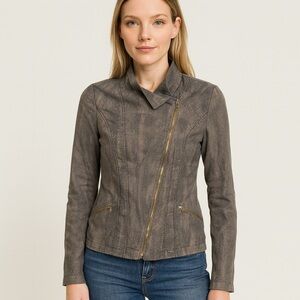 XCVI Side Crossbody Zip Snakeskin Gray Toned Jscket Size S S 4